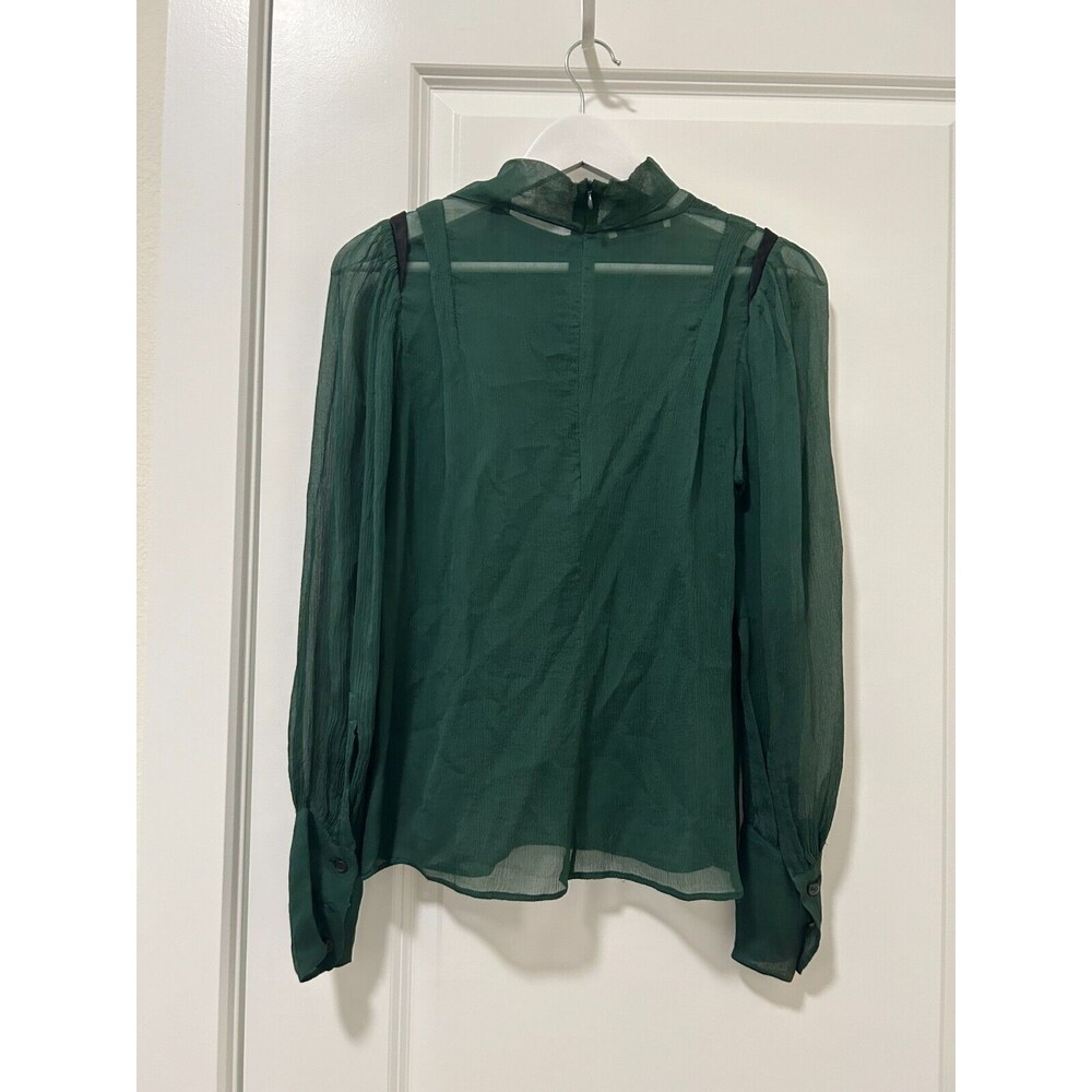 Prada Silk Zip Up Top Green Sheer